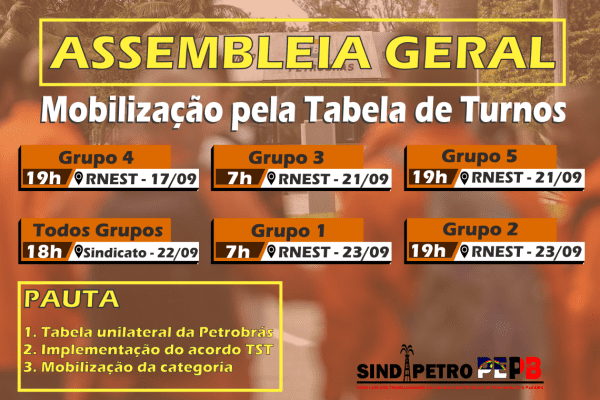 Sindicato prepara mobilização em defesa da tabela de turnos acordada no TST