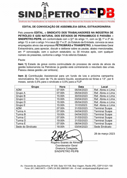 Edital de Assembleia Geral Extraordinária